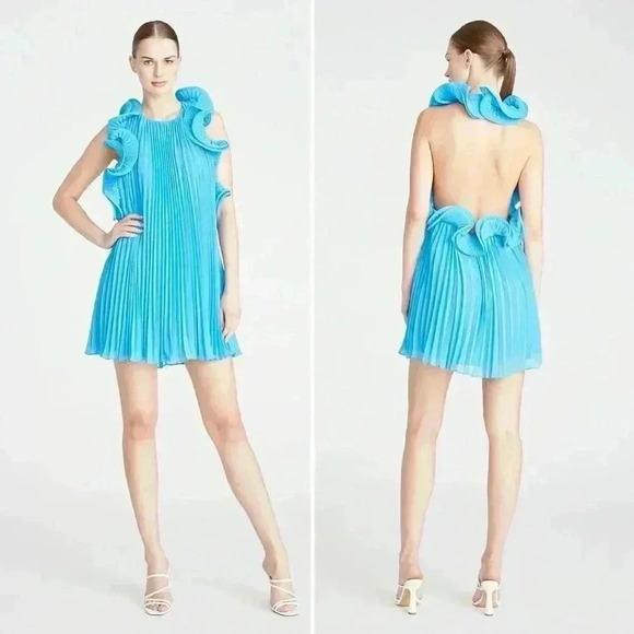 AMUR Blue Ruffle Dress - Picture 3 of 9